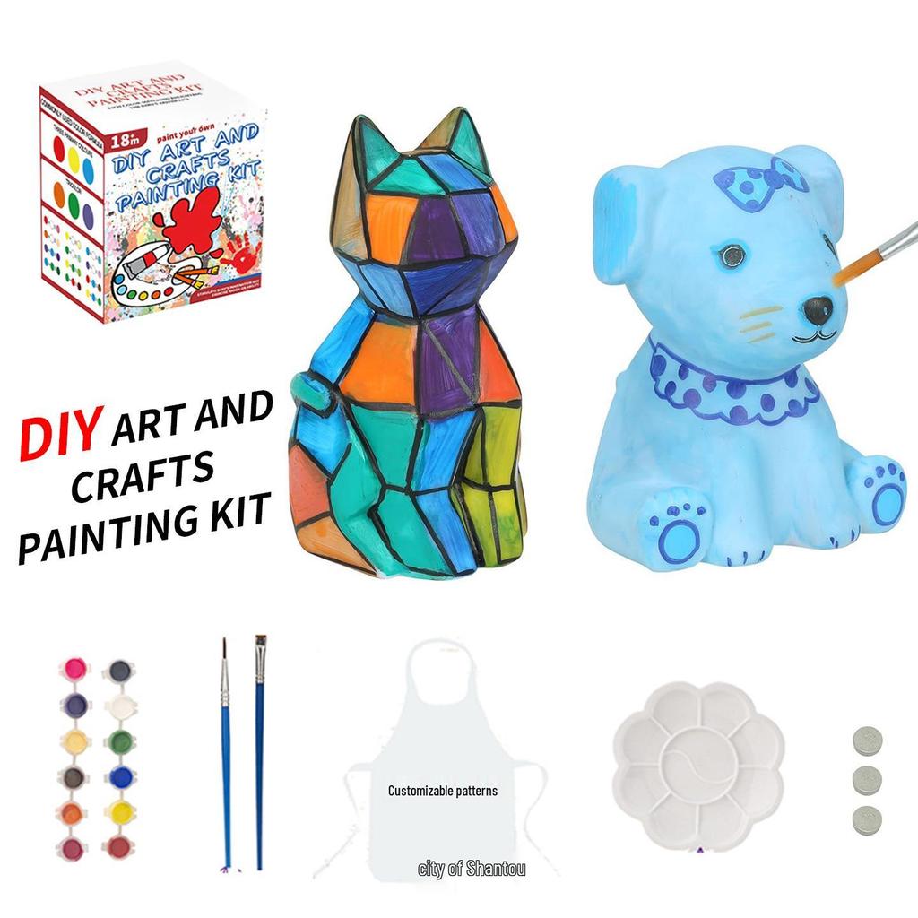 DIY Noční světlo Sada na malování koťátka - Ručně vyrobená kreativní graffiti omalovánka (Dvoudílná sada)