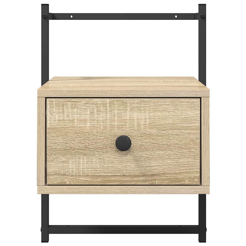 Wall Mounted Nightstand In Sonoma Oak 35 X 30 X 51 Cm Engineered Wood