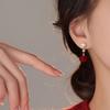 Retro temperament autumn and winter red pom-pom pearl stud earrings women's light luxury high-end temperament natal year earrings New Year