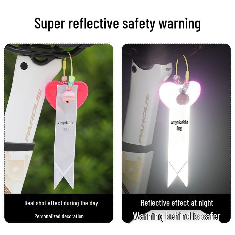 Reflective Bicycle Seat Cushion Streamer - Night Riding Safety Ornament and Backpack Decoration.