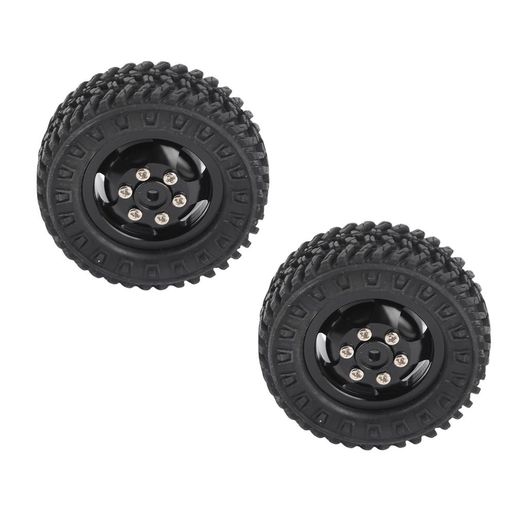 2Pcs Truck Wheel Rubber Tire 55mm Dia Aluminium Alloy Fit for WPL D12 1Celsius10 RC Car