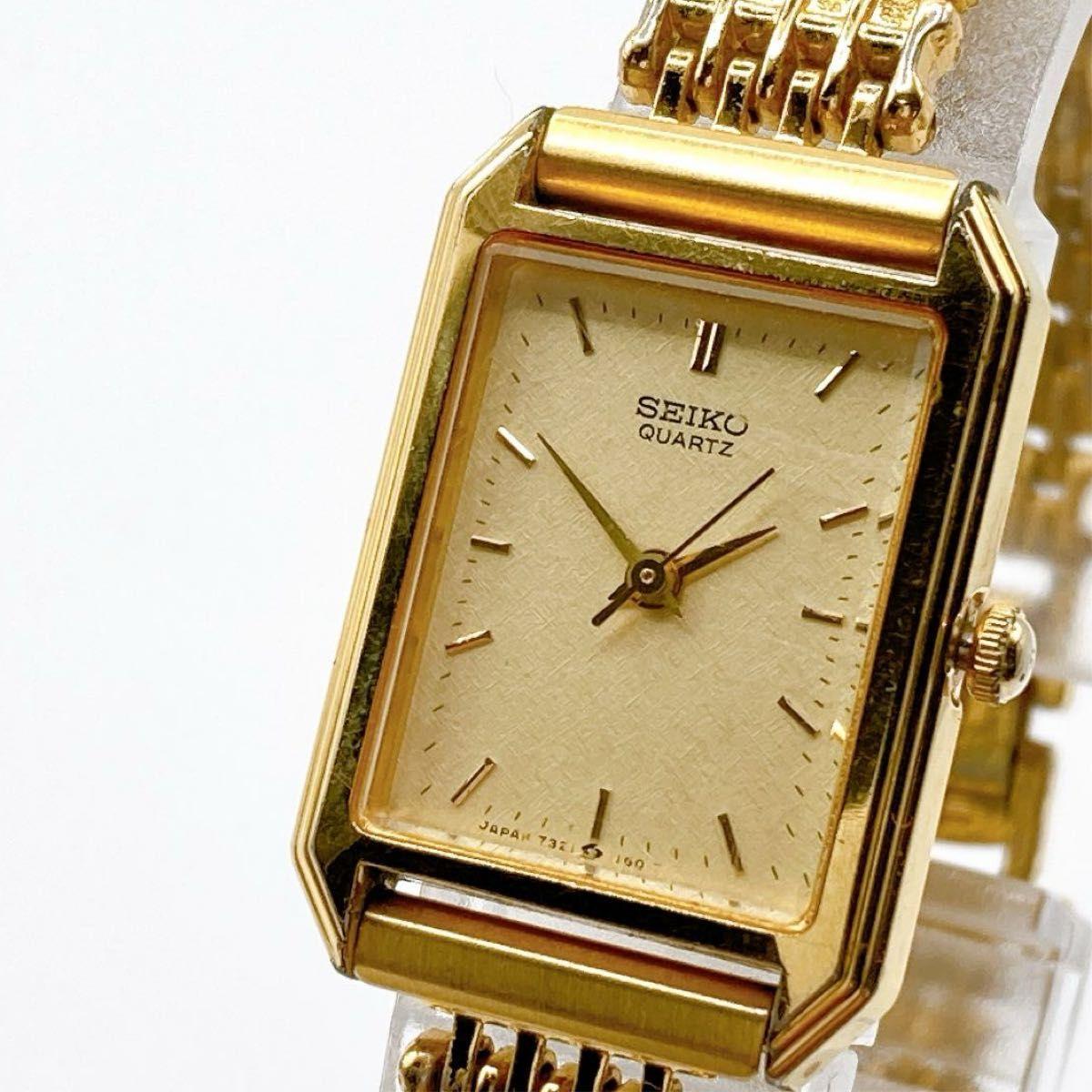 Used 312 SEIKO Seiko Ladies Watch Quartz Working Gold Bracelet Watch Square Rectangular
