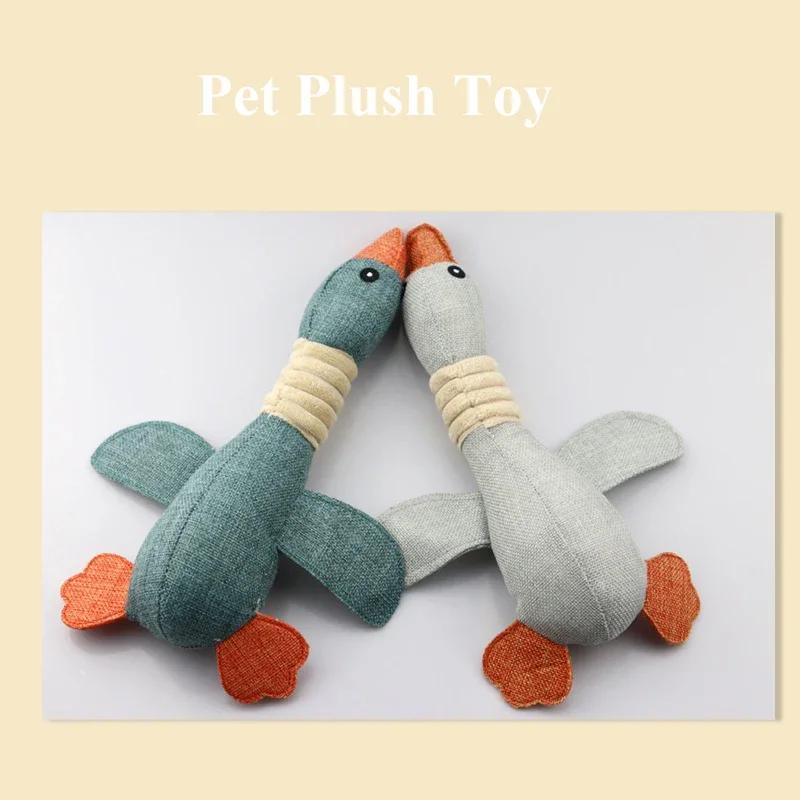 Dog Plush Toys Originality Cute Pet Duck Squeak Training Toy for Puppy Sound Wild Goose Chew for Dogs Teeth Cleaning Squeaky Toy