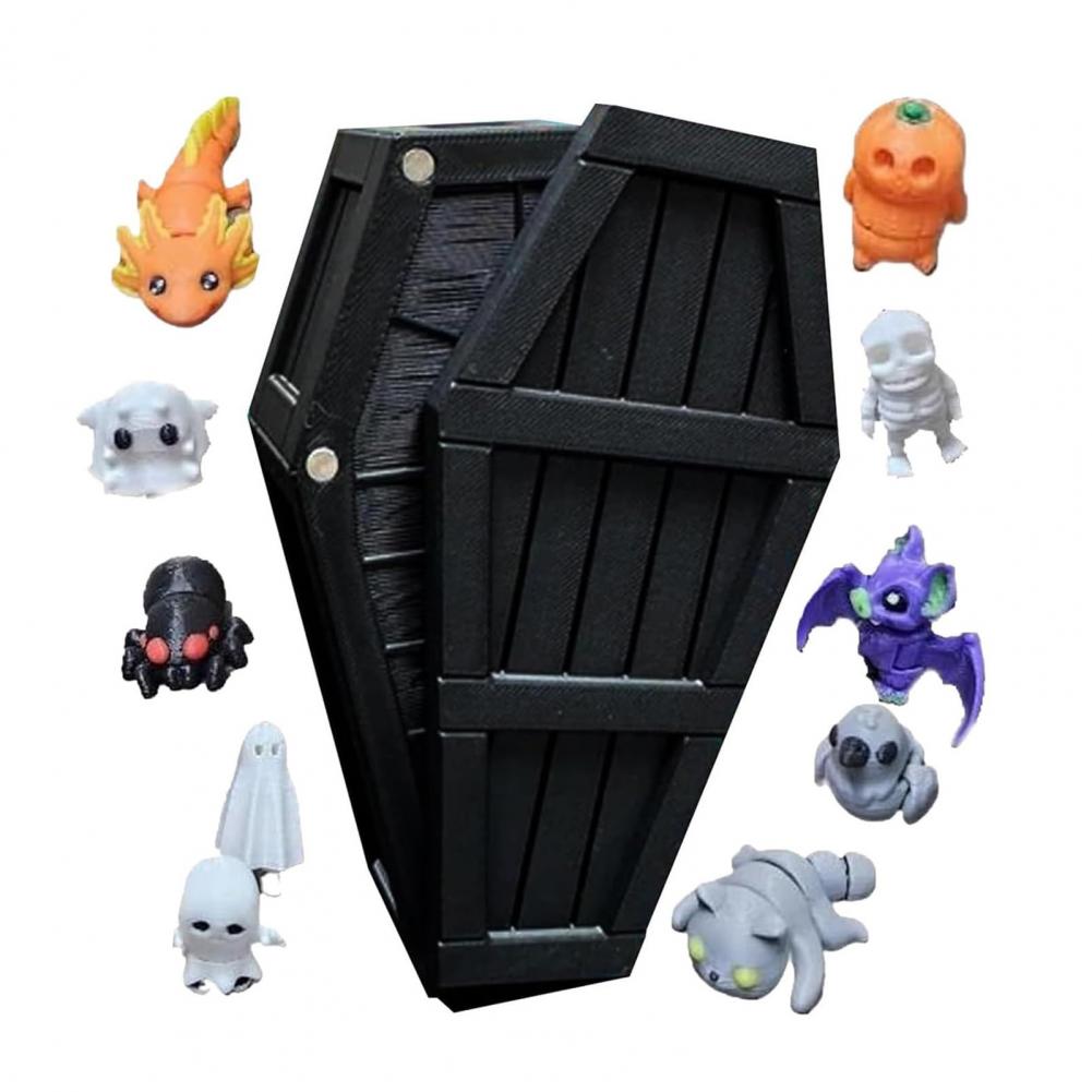 

Festival Countdown Casket Halloween Advent Calendar With Miniature Figurines Spooky Casket Decoration For Holiday Party Gift Items 13