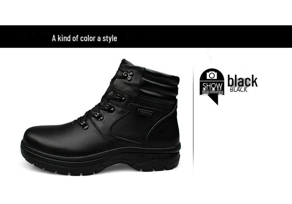 Men's Winter Martin Boots with Velvet Lining - Warm, Casual, High-Top, Round Toe, Large Sizes Available