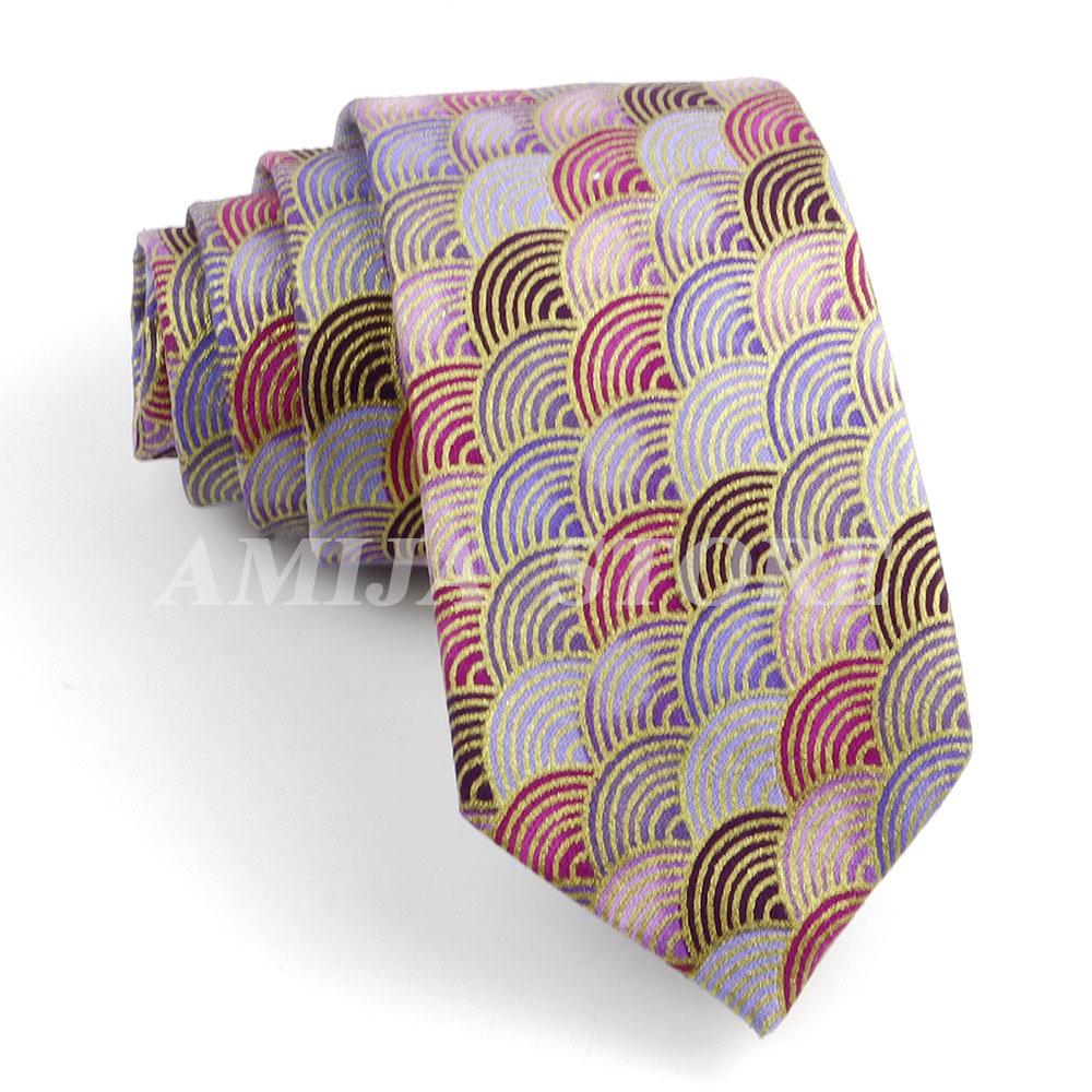 Men's Fashion Multi-color Linen Tie Sea Wave Fish Scale Pattern Tie Wedding Party Gift Daily Wear High Quality 7cm Golde Necktie