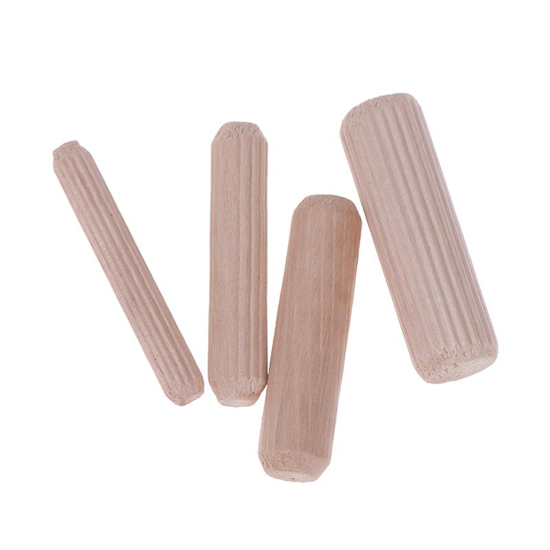 100Pcs/Pack Round Wooden Dowel Pins 6*40Mm 8*40Mm 10*40Mm Cabinet Drawer Round Fluted Diy Woodworking For Dowel Jigs Drill