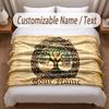 Tree of Life Theme Soft Blanket Personalized Custom Name Text Print Warm Blanket Home Sofa Bedroom Decor