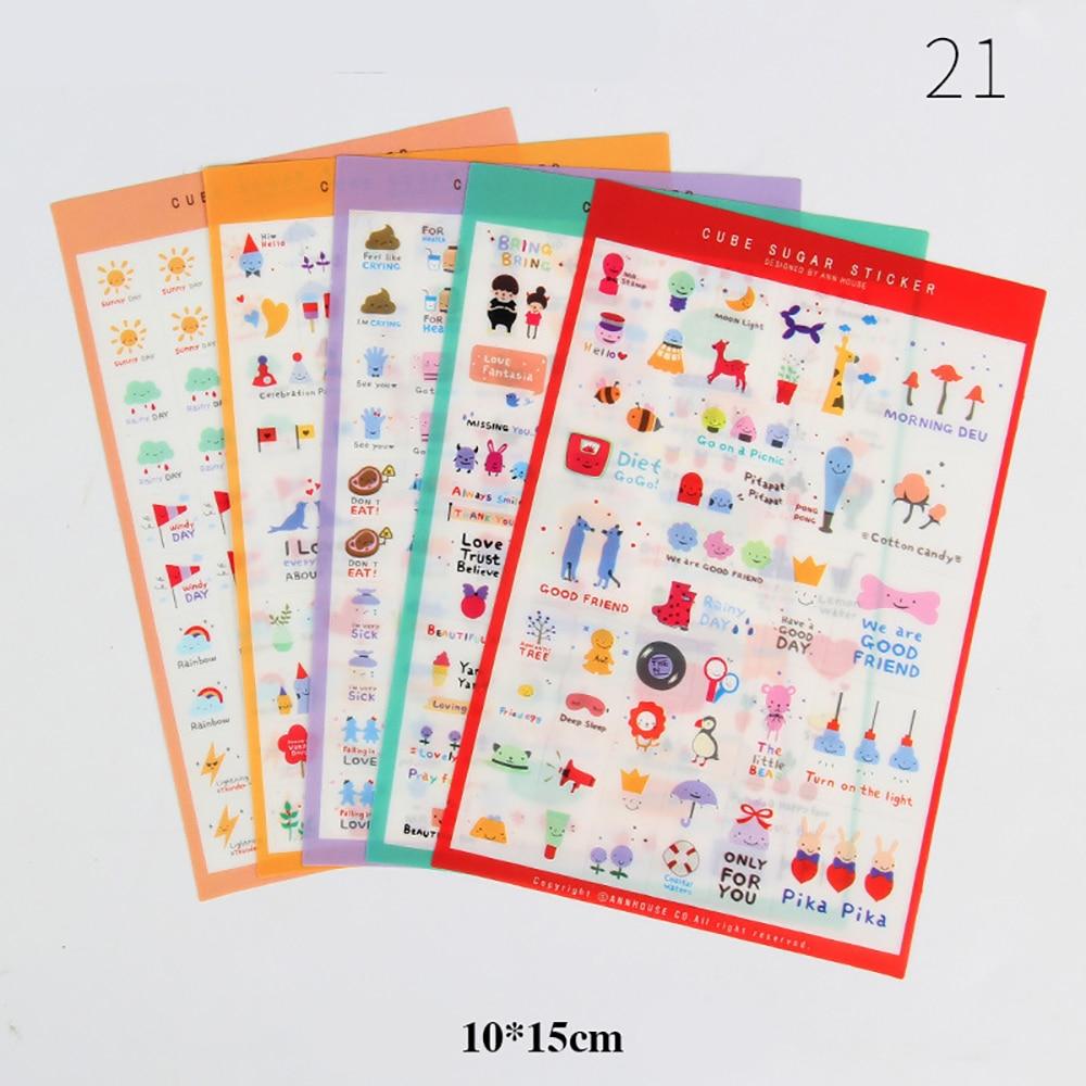 6 Sheets Cartoon Creative Stickers DIY Scrapbook Diary Phone Decorative Stickers Stationery