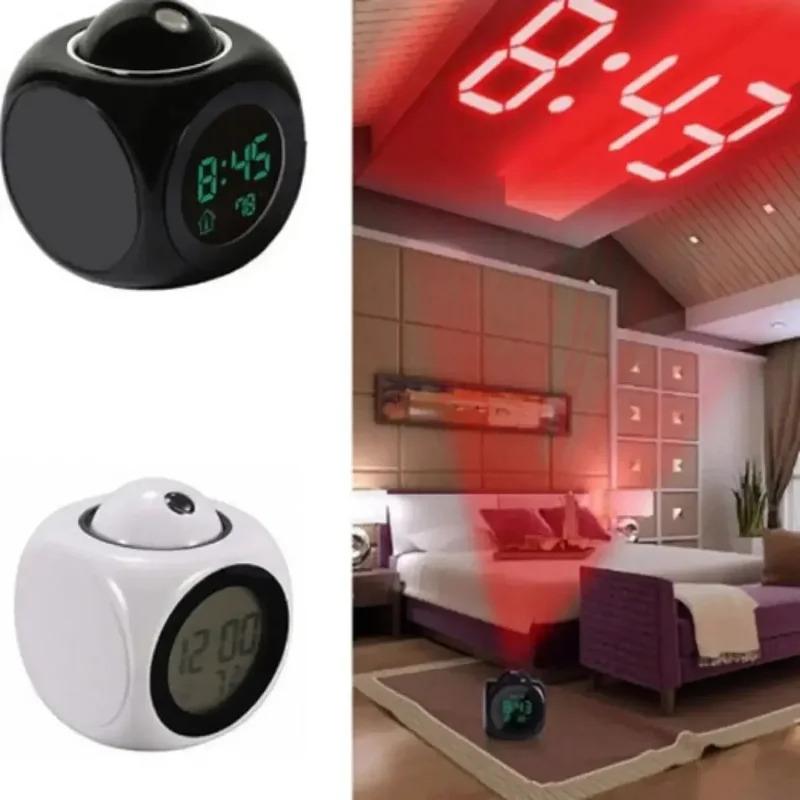 Multifunctional Projection Alarm Clock Glow-in-the-Dark Digital Clock Bedside Alarm Clock with Temperature and Humidity Display
