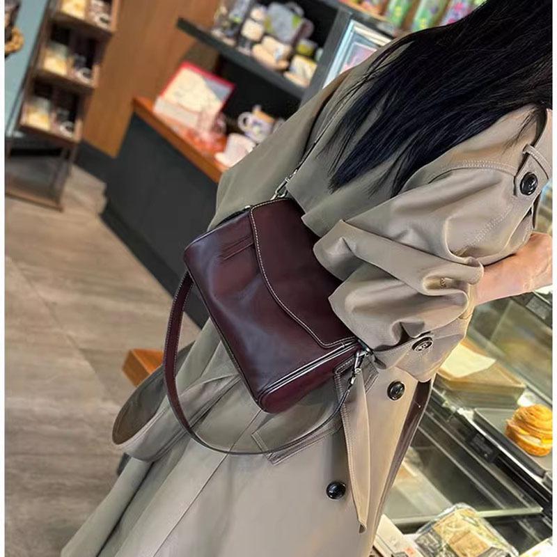 Underarm Bag Women's Large Capacity Skew Top Layer Cowhide All-in-one Shoulder Bag Premium Genuine Leather Bag for Women