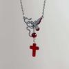 Gothic Punk Street Style Alloy Necklace With Geometric Cross Pendant For Party Wear