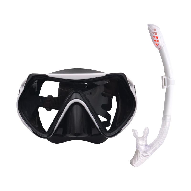 New large-frame silicone snorkeling mask, diving goggles, full dry snorkel, snorkeling set for men and women