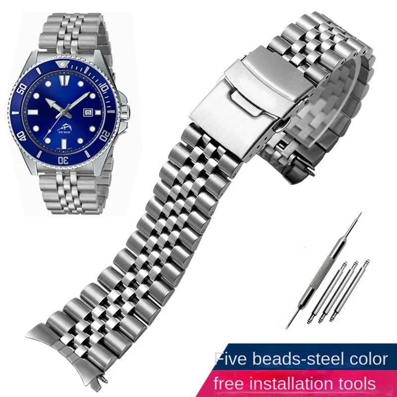 22mm Gold-Schwarz Edelstahl Uhrenarmband für Casio MDV-106 MDV-107 2784 Armband Gebogenes Metall-Armband Faltverschluss Armband