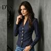 Slim Fit Casual Blazer Women Stand Collar Striped Blazer, Single-Breasted Blouse Top, Office Business Jacket Outerwear Slimming Waist Coat