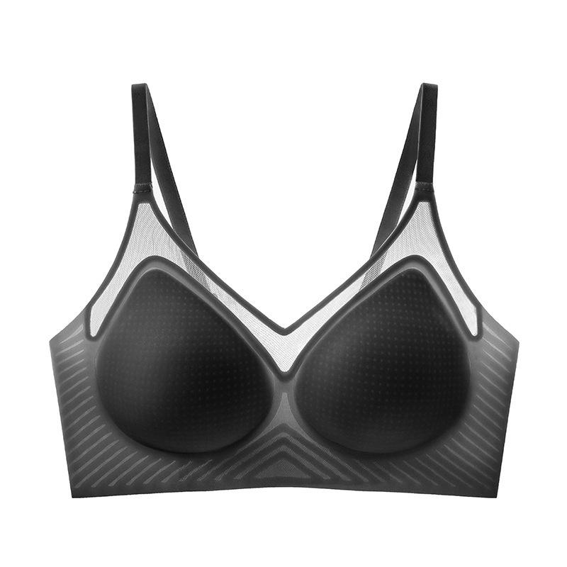 

Jelly strip seamless soft support honeycomb hole cup light and breathable comfortable gathering no steel ring upper support bra 3xl【suitable for 42/95bcd】