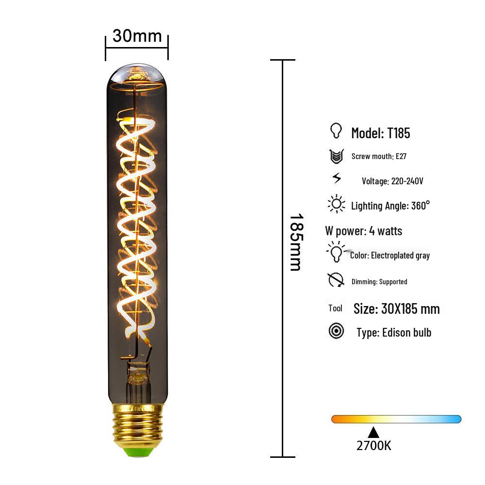 

Винтажная светодиодная лампа Эдисона, электролитическое покрытие дымчато-серого цвета, теплый свет, E27, ST64/G80/G95 220-240V 4W