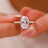 1 Pieza Color Plateado Corte Ovalado Piedra Blanca CZ Anillos de Garra Alianza de Boda Joyería Regalos para el Día de San Valentín