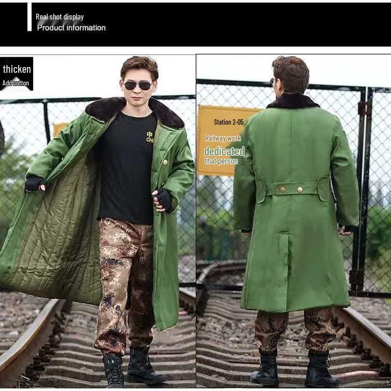 Мужское зимнее армейское зеленое утепленное длинное хлопковое пальто Zhiheng Ordinary Combed Cotton