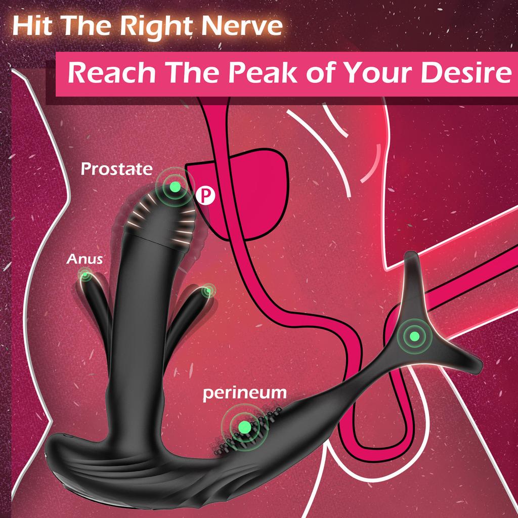 Tapping Prostate Massager for Man Gay Anal Vibrator with Delay Ejaculation Ring Prostate Stimulator Butt Plug Male Sex Toys