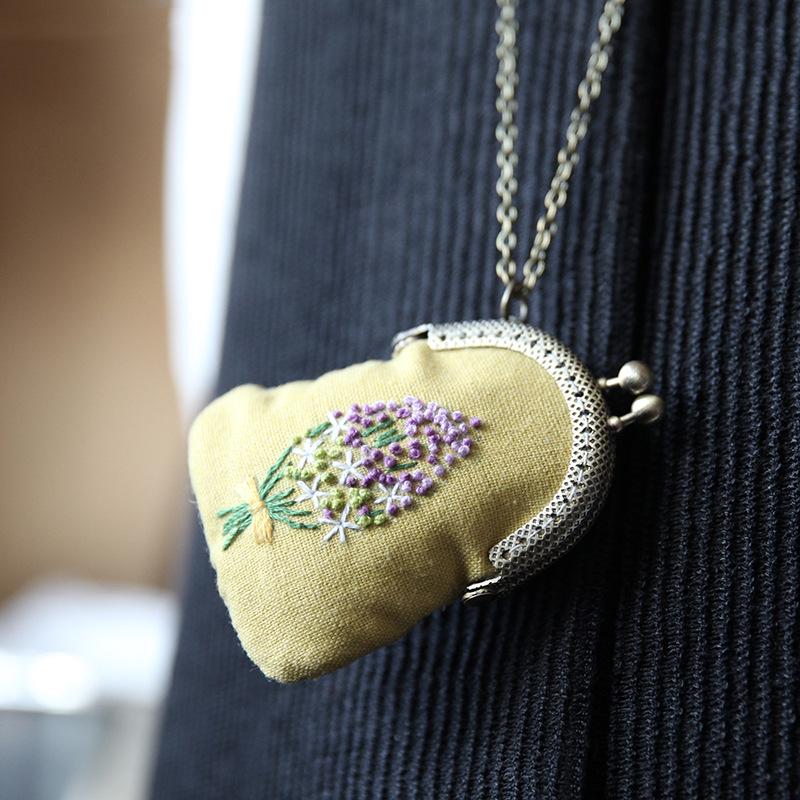Lu Embroidery Necklace & Coin Purse DIY Kit - Handmade Gift for Girls
