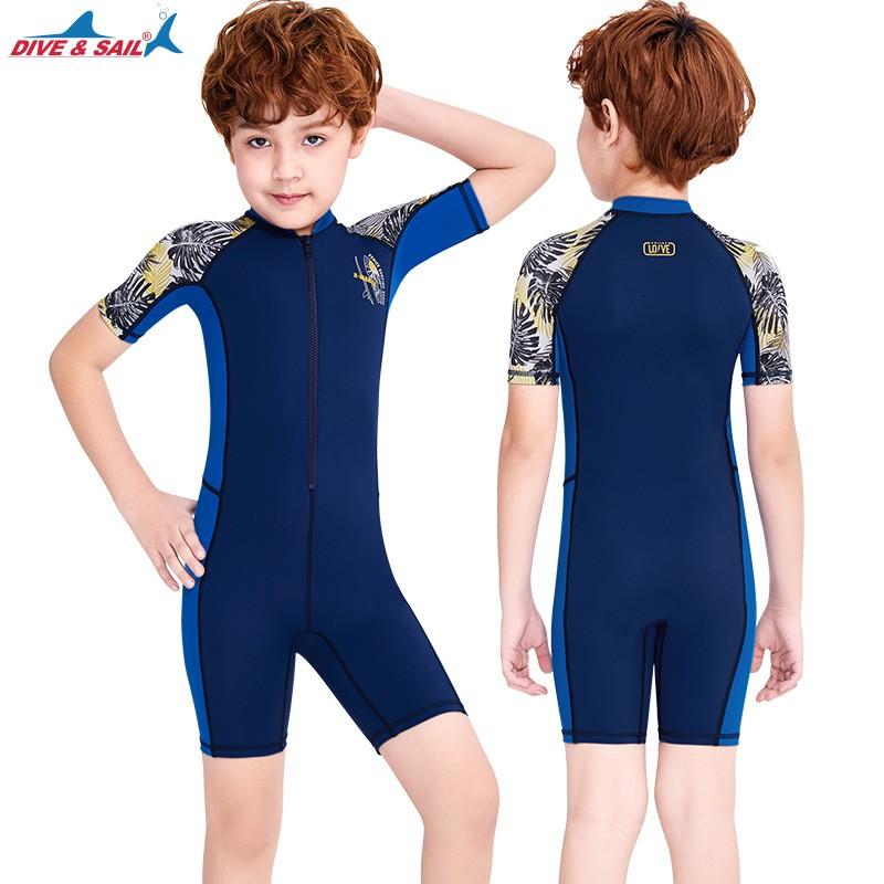 Children's Swimsuit Boys One-piece Short-sleeved Swimming Trunks Sun-proof Quick-drying Breathable Comfortable Snorkeling Surfing