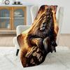 Multi size Regal Lion with Crown Pattern Blanket Flannel Material Soft Warm for All Seasons Home Outdoor Camping Picnics RV
