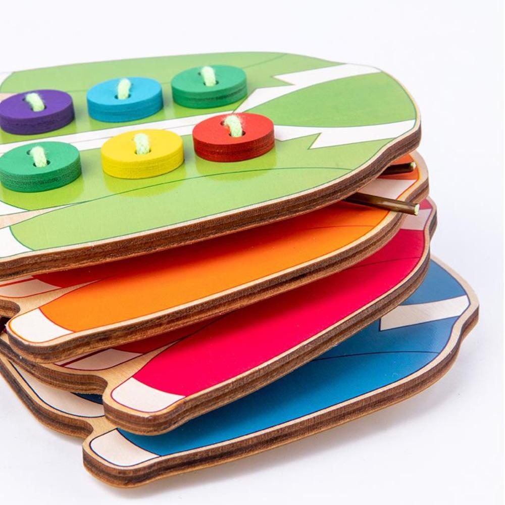 1 Set Montessori Learn Life Skill Toy Clothes Threading Button Teaching Aid Sewing Button Training Board Game Gift For Kids Girs