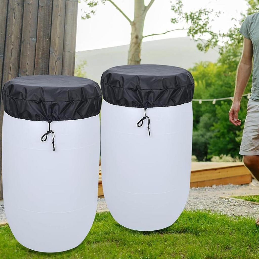Adjustable Drum Cover with Drawstring Protector Rainproof Trash Can Windproof Weather Resistant Water Resistant for Factories