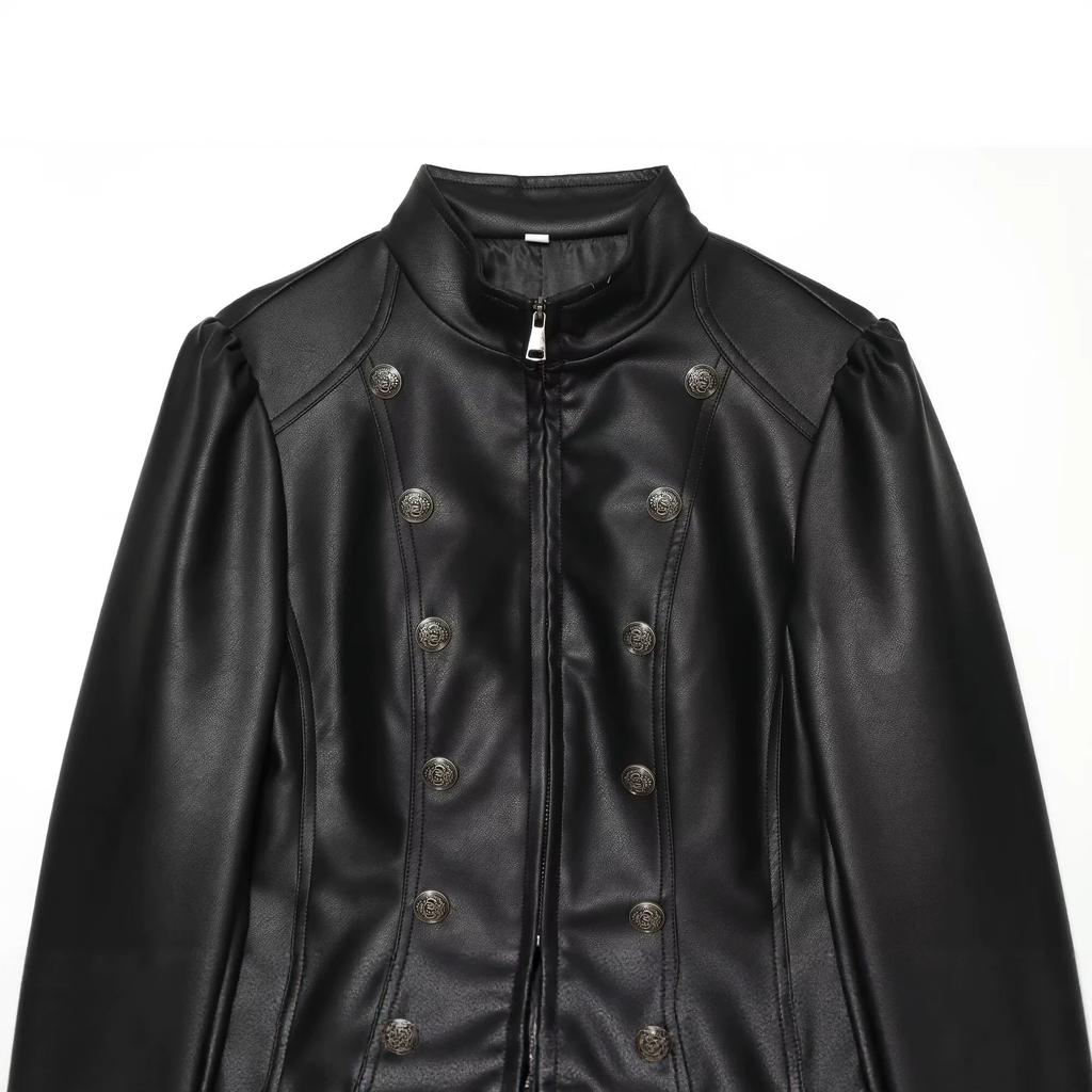 Autumn new slim-fit button-up long-sleeve casual elegant zip-up coat 2749677