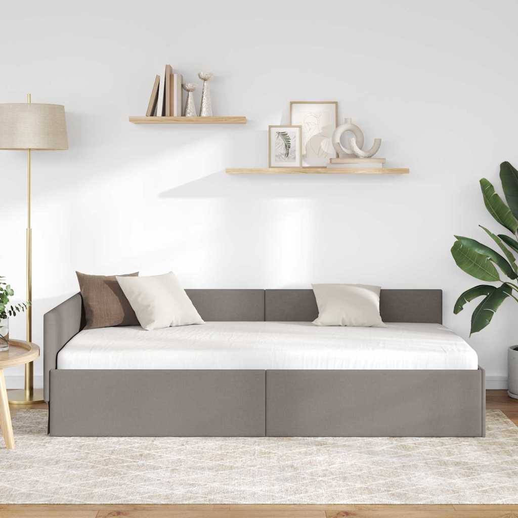 Corner Bed Frame with Headboard Taupe 80 cm x 200 cm Fabric