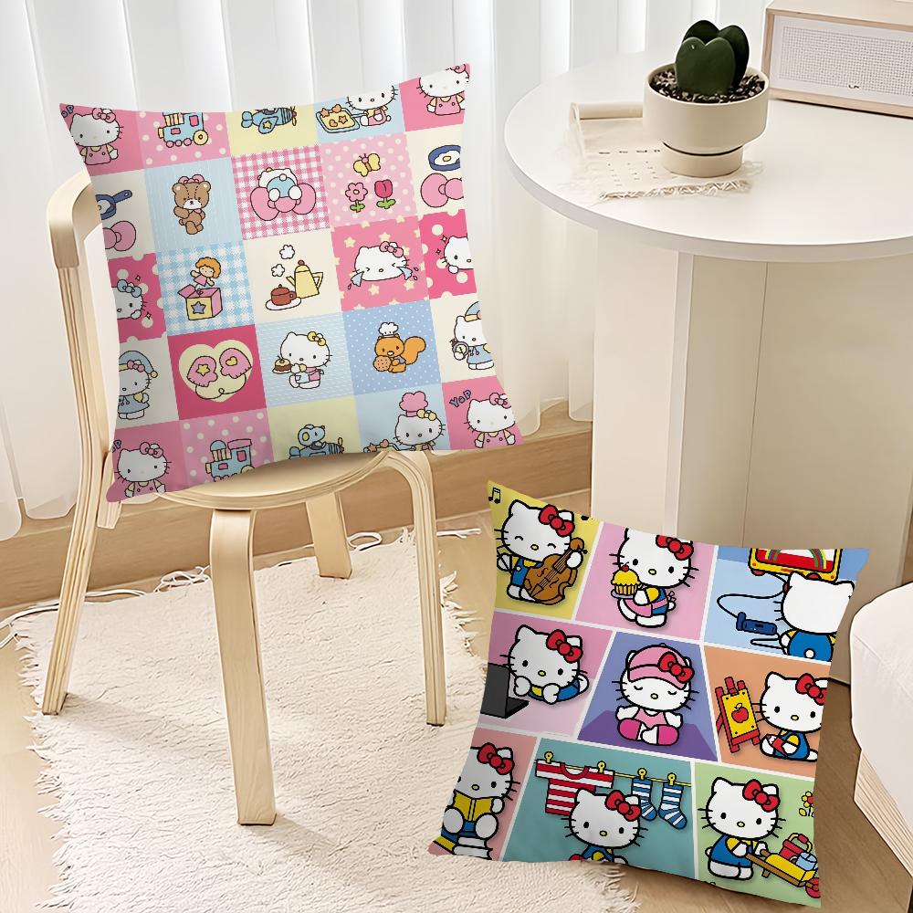 H-Hello K-Kittys Cute Pillow Case Sofa Living Room Bedroom Headboard Backrest Cushion Square Cushion Nap Time