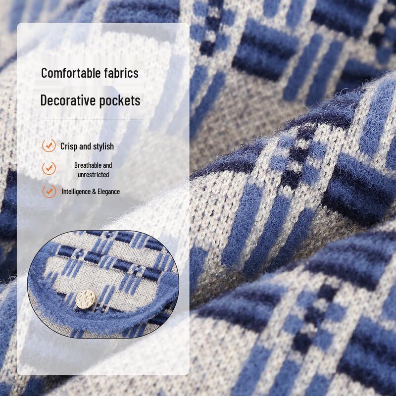 Qianlian Women's Spring Plaid Cardigan Jacket