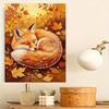 Sleeping Fox Autumn 5D Pearl Painting Kit with Frame DIY Sparkling Bead Canvas Art Relaxing Craft for Girls Room Decor Home Wall Art