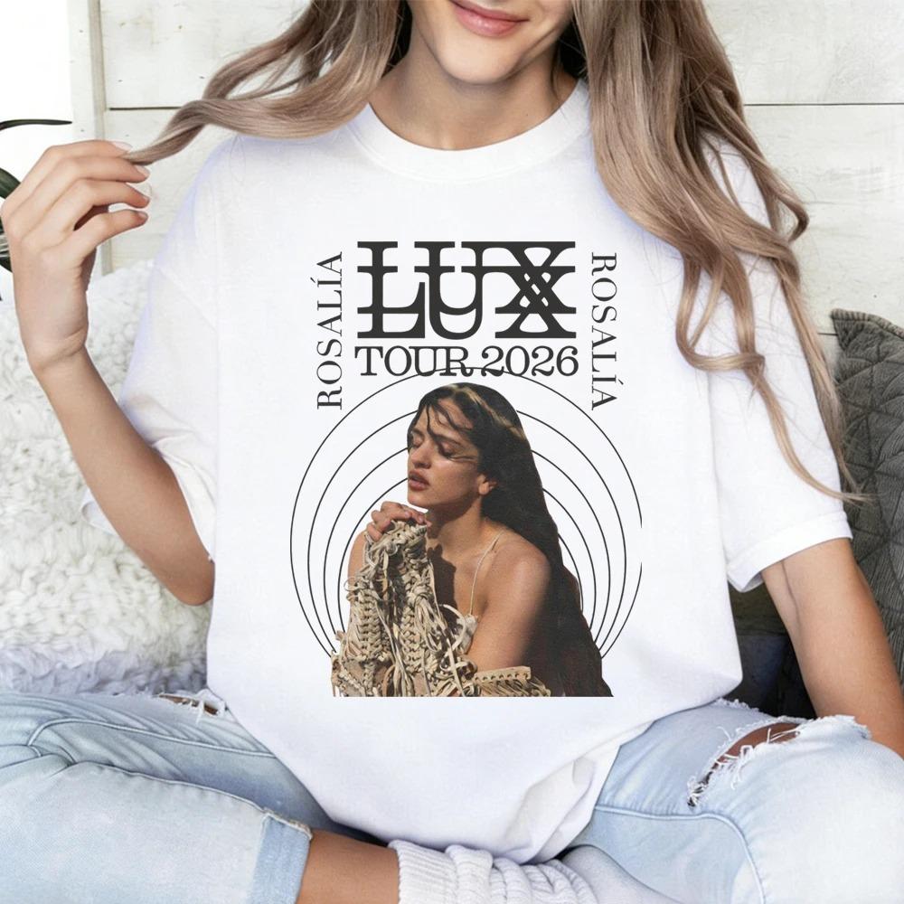 

Summer Fashion Trendy Tee Rosalia LUX Tour 2026 T-shirt Unisex Women Harajuku Hip Hop Streetwear Short Sleeve O-neck Casual Shirt S