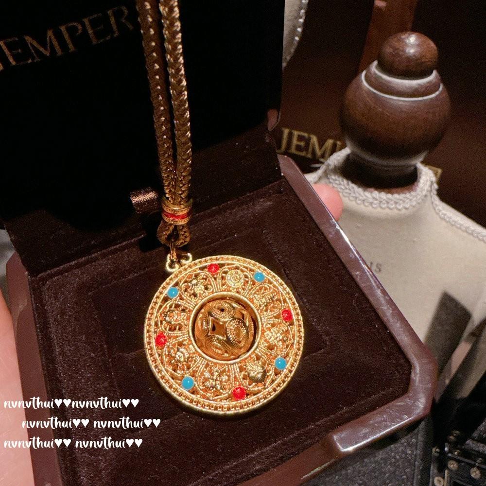 Древний золотой долото-резьба шелковая эмаль умный компас кулон-ожерелье новый китайский молоток маленький толстяк благословение плетеный браслет