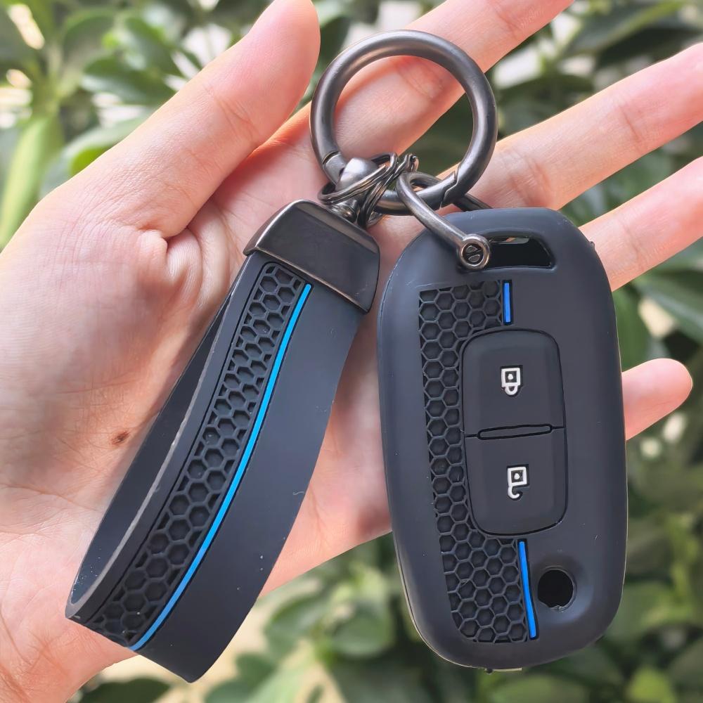 Key Shell Cover for Renault Kwid Trafic Clio Kadjar Captur Arkana Sandero with Keychain Anti-Scratch Guard Shockproof Protection Soft Grip Texture