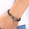 Trendy European-American Woven Leather & Stainless Steel Bracelet