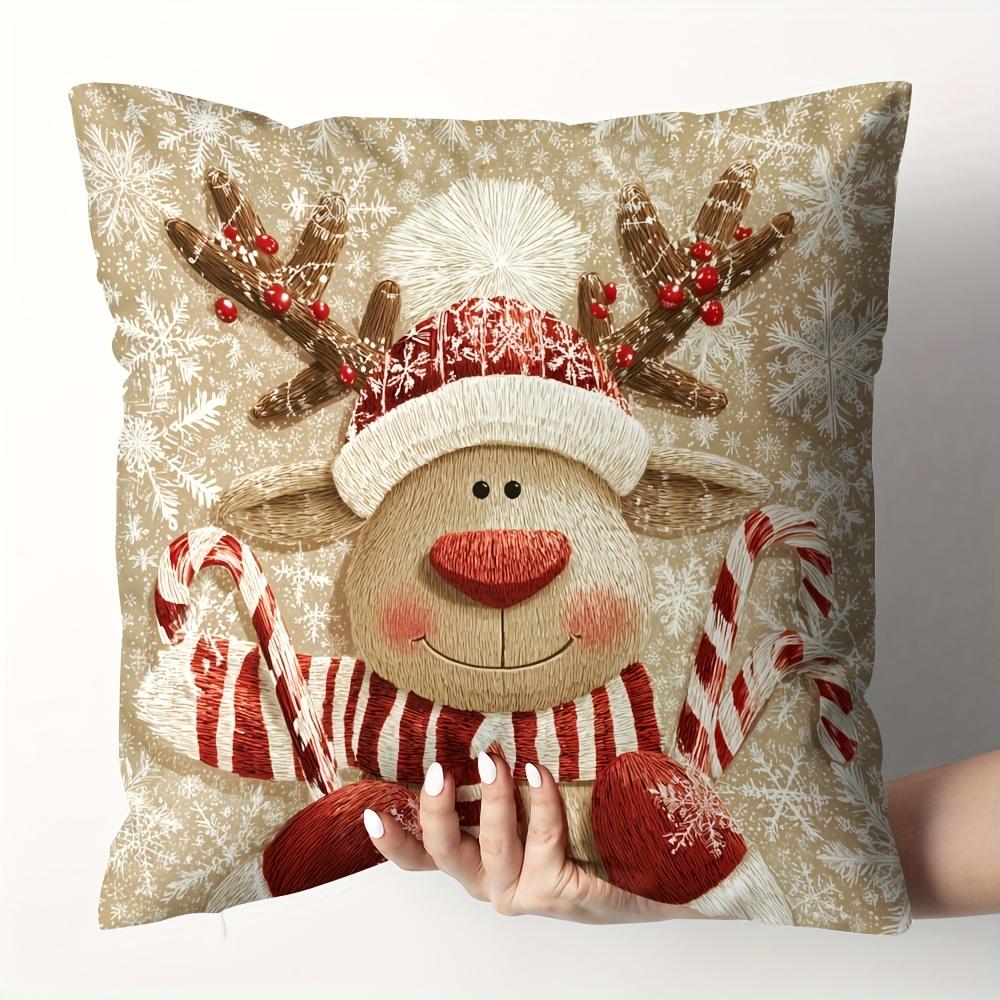 

Festive Christmas Pillow Covers - Gingerbread/Snowman/Santa Claus/Holiday Patterns | Ideal for Sofa/Bedroom Decor (Covers Only 18x18Inch