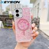 KEYSION Luxuxy Glitter Magnetic Phone Case for MagSafe for iPhone 12 13 14 Pro Max 14 Plus Soft TPU+PC Shockproof Back Cover
