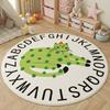 Educational Round Kids Rugs Alphabet Animal Design Rainbow Pattern Colorful Learning Carpets for Childrens Room Decor