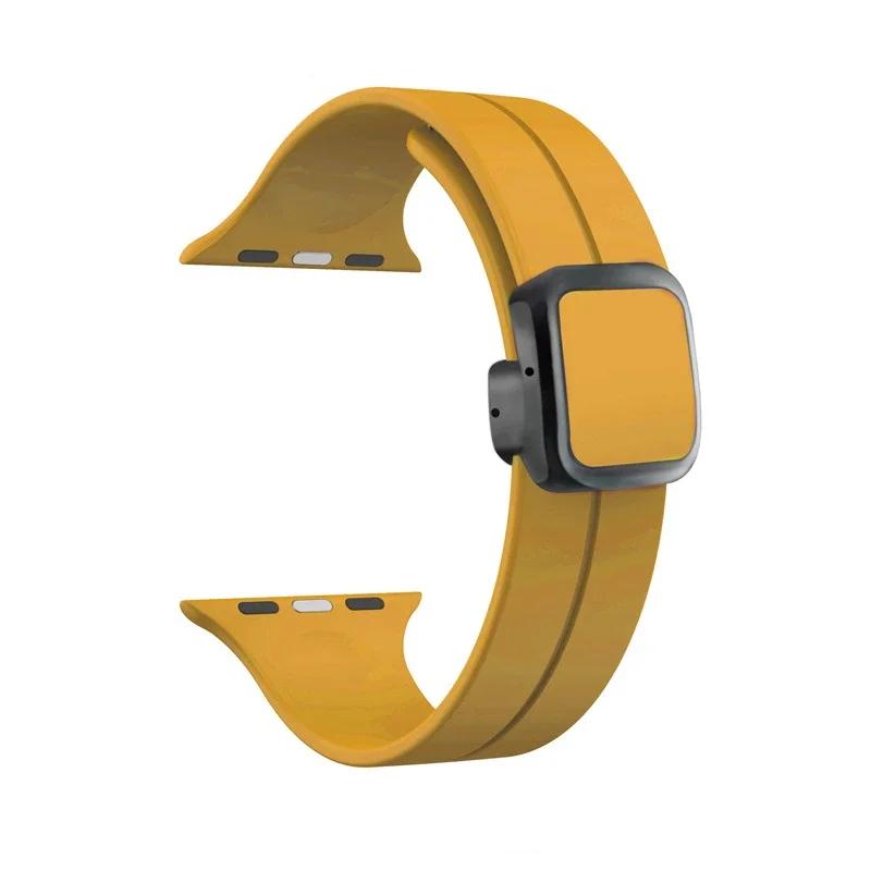 New Magnetic Buckle Silicone Strap For Apple Watch Band 44mm 45mm 38mm 49mm 40 42 41mm Sport Bracelet iWatch ultra 2 9 6 7 8 SE