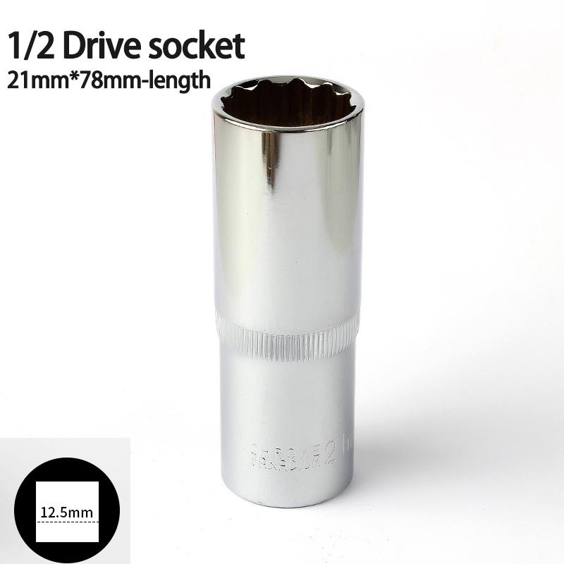 1pcs 12 Point 78mm Mirror Deep Socket Head 1/2 Drive Torx Bit Ratchet Wrench Adapter Tool Part 8-32mm Car Repair Tools