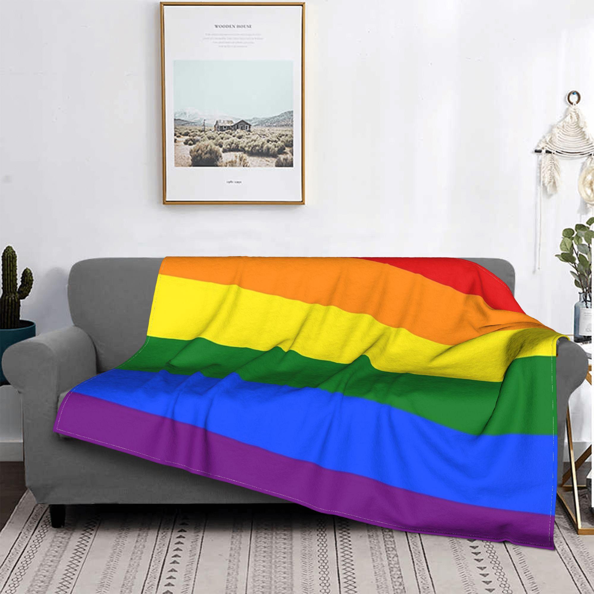 

Gay Pride Rainbow Flag Blanket Super Soft Fleece Sofa Throw Blanket for Couch Bedding Outdoor Throws Bedspread Quilt 30x40in