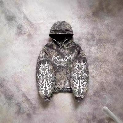 New Niche Camouflage Zipper Hooded Sweater Men's and Women's Pullover Street Trend Y2K Retro Spot