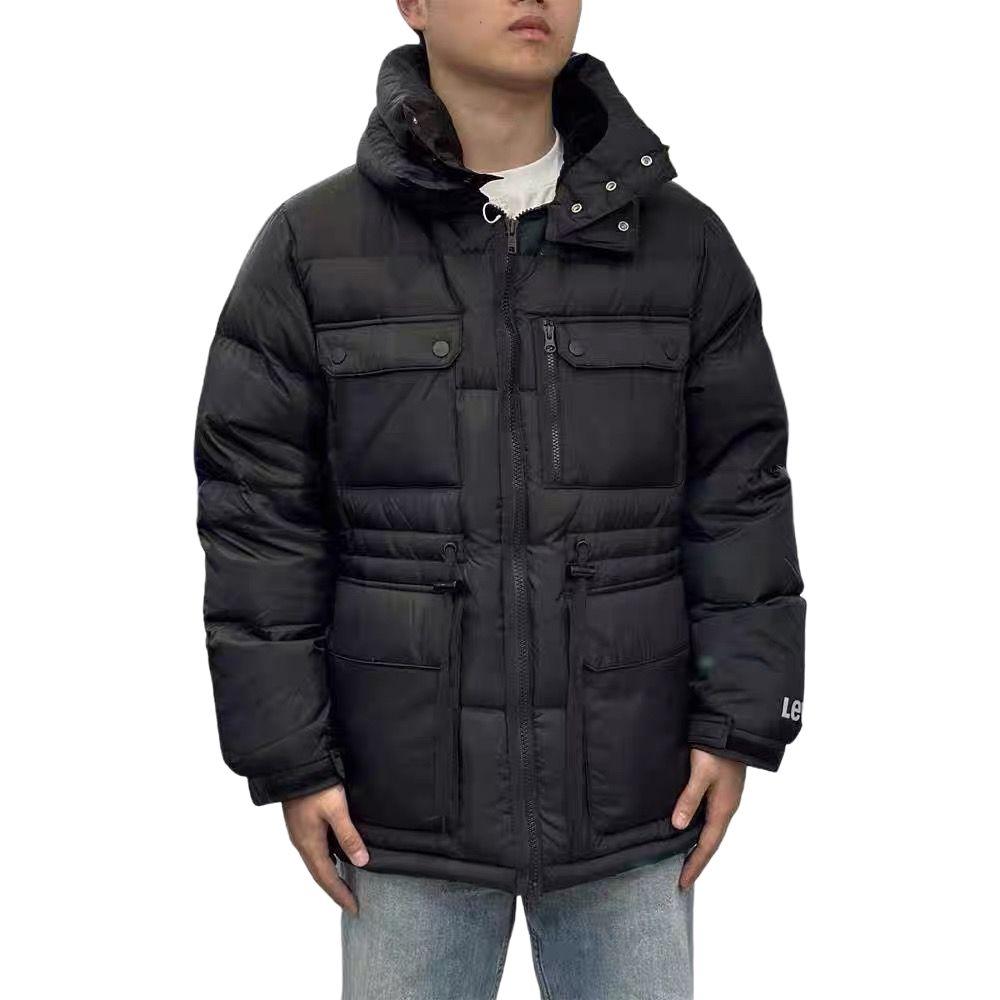 Levis Solid Color Letter Print Stand Collar Long Sleeve Down Jacket Men Outerwear Black A3273-0000