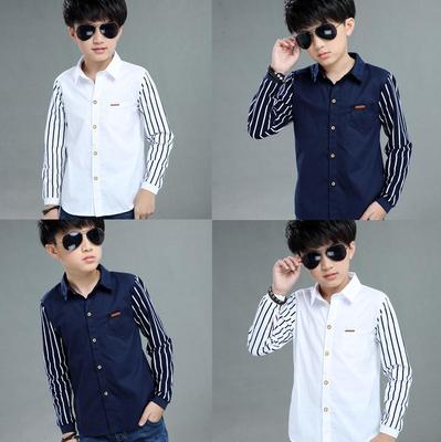 Bambino Adolescente Bambini Ragazzi Manica Lunga Strisce Chiusura Gentleman Camicia Top Abbigliamento KTB
