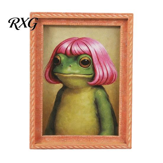 Hair Style Frog Magnet Abstract Refrigerator Magnet, Framed Hairstyle Fridge Animal Frame Home Kitchen Office Decoration Party Favors Magnetic
