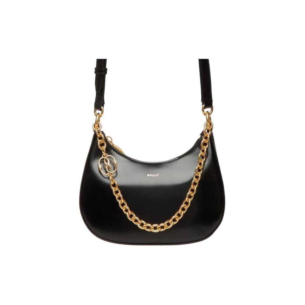 Bally Emblem Metal Short Chain Handle Badge Link Patent Calfskin Mini Handheld Shoulder Crossbody Bag Women handbags Black 6306592