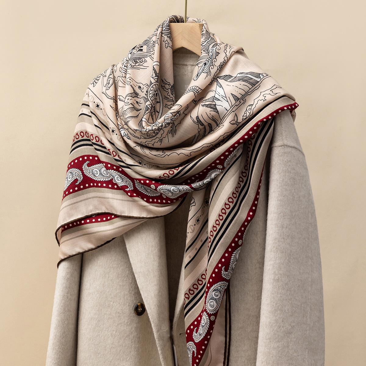 130*130cm 30% Silk +70% Wool Scarf